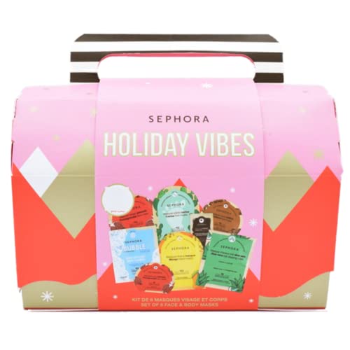 Sephora Holiday Vibes Face and Body Mask Set - Pomegranate Face Mask, Pomegranate Eye Mask, Aloe Vera Hair Mask, Mango Hand Mask, Bubble Mask, Cactus Foot Mask, Caffeine Eye Mask, Charcoal Nose Stripe