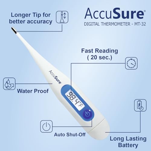 Image of AccuSure Mercury-Free Digital Thermometer With Transparent Storage Case (White 1)