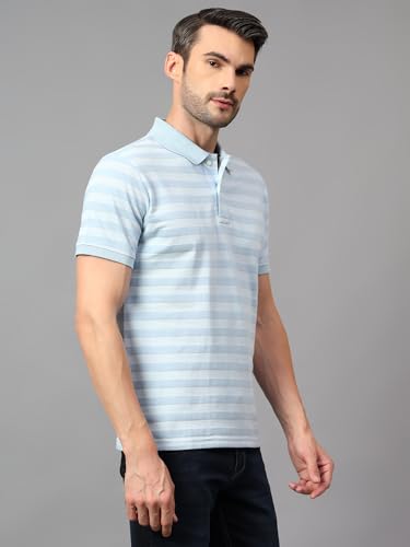 Image of Cantabil Regular Fit Striped Polo Neck Half Sleeve Casual T-Shirt for Men | Half Sleeves Polo Neck T-Shirts for Men | Mens Polo Neck T-Shirt (P MTSH00466)