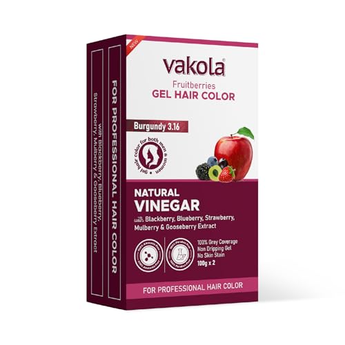 Image of Burgundy 20 Minutes Gel Hair Color, Fruitberries Extracted - 100% Grey Coverage, No Skin Stain- 100ML Developer and 100ML Colorant, Pack of 1