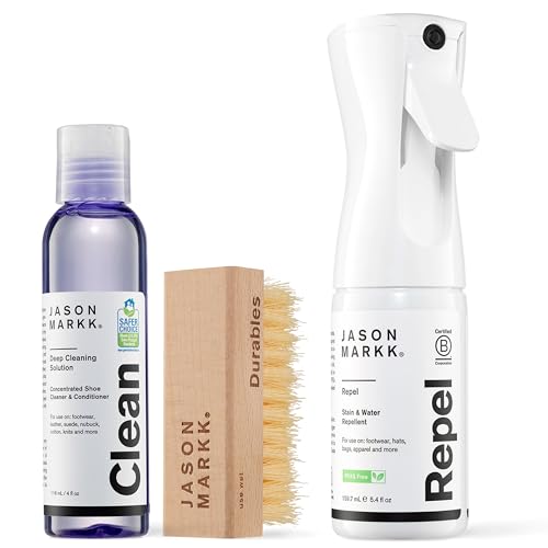 Jason Markk Essential Kit + Repel Spray - Limpiador de zapatos con spray impermeabilizante