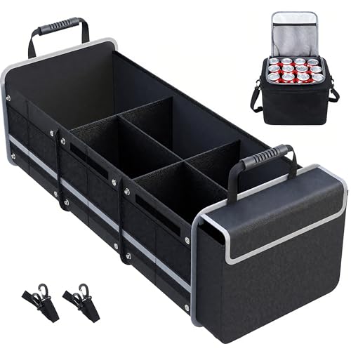 Organizador Multiuso para Carro com 80 * 35 * 30 cm, Carro com Bolsa Térmica Removível à Prova de Vazamento, Organizador de Porta-Malas de Carro com Tecido Oxford,