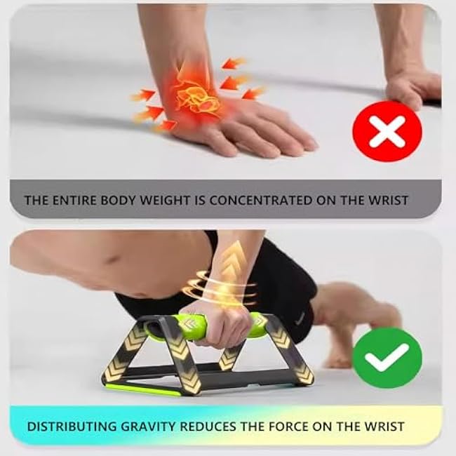 Push-up Bracket Triangular Stable Support Design, Wrist Protection with Anti-slip, Enhances Workout Depth, Suitable for Home Fitness(1 PAIR)