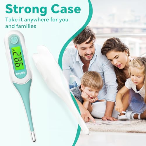 Digital Oral Thermometer, 8s Fast Reading Thermometer for Adults and Kids with 3 Color Backlit and Fever Alarm for Oral, Rectal, Underarm