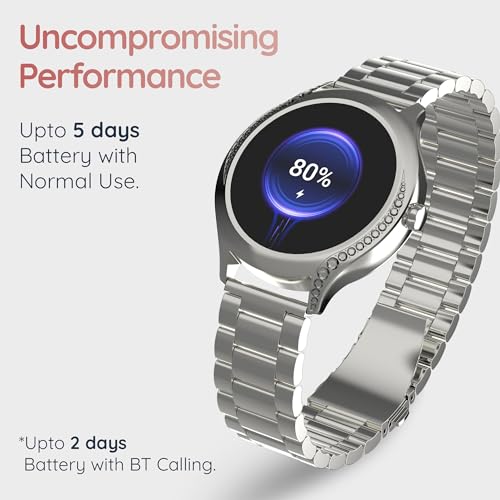 Image of Pebble Ritz 1.19 inch (3.02 cm) HD Display, BT Calling, Female Health, Heart Rate Monitoring, Zen Mode, Multiple Watch Faces, AI Voice Assitance, Multiple Sports Mode - Metal Silver