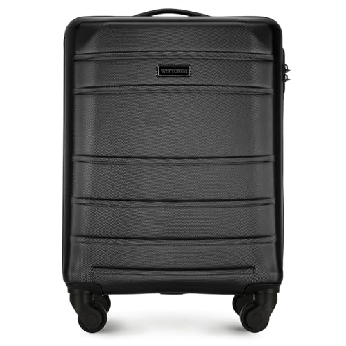 WITTCHEN Valigia da viaggio Bagaglio a mano Valigia da cabina Valigia rigida in ABS con 4 ruote girevoli Serratura a combinazione Maniglia telescopica Globe Line Taglia S Nero Ryanair/ITA Airways