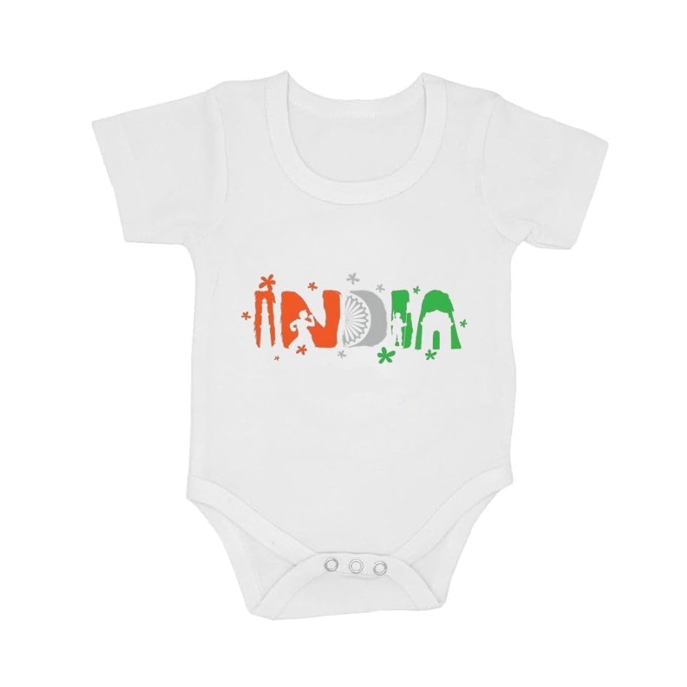 India Baby Romper Printed Designs - 100% Cotton Soft Fabric Rompers - Baby Short Sleeve Bodysuit for Boys and Girls -Perfect for New Born Baby - Everyday Wear for Babies