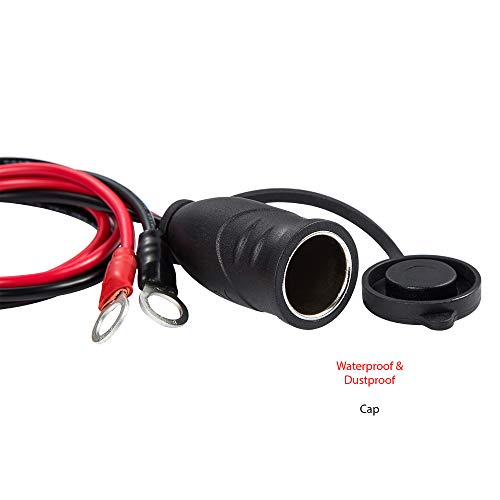 YCIND 3/8" Ring Eyelet Terminal to Female Cigarette Lighter Socket Battery Boost Cable Heavy-Duty 30A Fuse 12V/24V 12AWG Cord 10Ft - Thumbnail 3