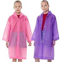 Rain Ponchos Raincoats for Kids, Reusable Boys Girls Rain Jackets Emergency with Hood for Family Disney Travel Outdoor