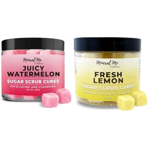 Body Scrub Exfoliator - 12oz WATERMELON Sugar scrub cubes w/Mango Butter & Shea butter, Body Scrub Exfoliator - 12oz FRESH LEMON Sugar scrub cubes, Hydrating & Moisturizing, For all body exfoliation Cover