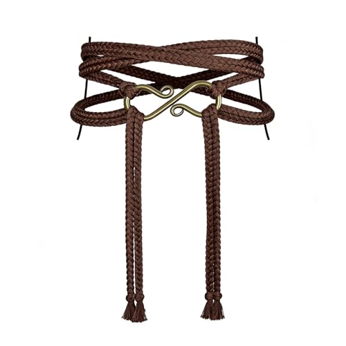 Image of HiiFeuer Medieval Rope Belt with Metal Buckle, Renaissance Adjustable Long Rope Belt for Dresses Viking Cosplay Ren Faire