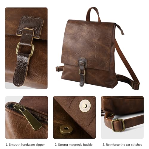 Image of Women's Fashion Backpack Purse Multipurpose Design Convertible Satchel Handbags Shoulder Bag Travel bag (Brown)