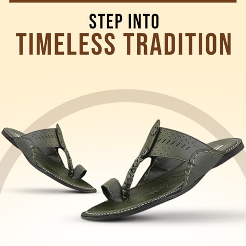 Image of STANPHORD Men Kolhapuri Chappals | Ethnic Thong Slippers Faux Leather | Cushioned Footbed | Festive Wedding Casual Daily Wear (TPMN 30006)