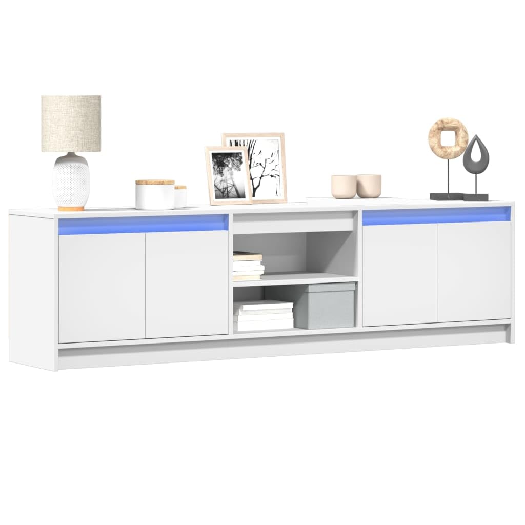 Générique Meuble TV avec LED Blanc 180x34x50 cm Bois d'ingénierie Meubles Meubles TV (Poids 35.7KG)