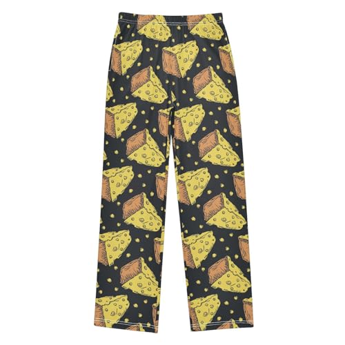 Boys' Pants Cheese Black Pattern Long Bottoms Jogger Pants Elastic Waist Trousers with Pockets S-XL
