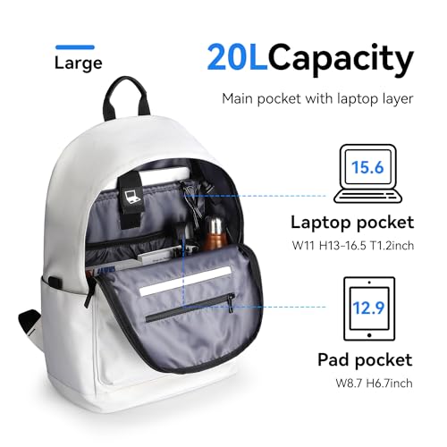 Muzee School Backpack Lightweight Travel Daypack Student Rucksack Laptop Backpack For 15.6 Inch Laptop (off white) - Image 3