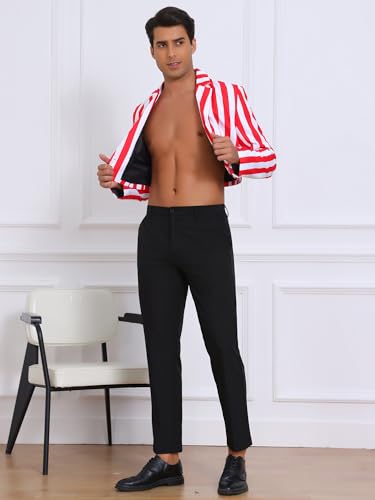 Lars Amadeus Cropped Blazer for Men's Single Breasted Notch Lapel Prom Party Striped Sport Coat4