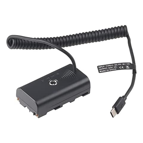 FocusFoto USB-C to NP-F550 Dummy Battery Adapter Cable for Sony NP-F970 NP-F570 NP-F750 NP-F770 F960 F530 F330 to Power Camera Field Monitor Video LED Light DSLR Mirrorless Camera Cover