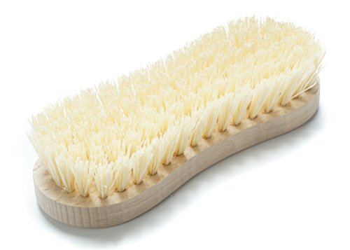 Konex Nylon Fiber Economy Utility Cleaning Hand Brush. Heavy Duty Hand-Held Scrub Stiff Bristle Brush With Wood Body. (Peanut Shaped) #TOP2