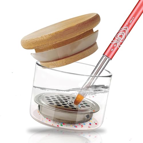 MOLILON Nail Brushes Washing Cup, Dappen Dish with Lid & Mesh Layered 