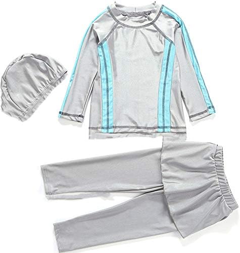 Z&S Muslim Swimwear for Kid Girls Children Modest Islamic Hijab Swimsuits Burkini (Gray, 90cm)
