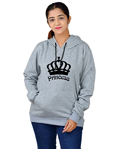 Image of More & More HOODMASTER Women's Fleece Hoodie Sweatshirt with Pockets Full Sleeves Regular Fit Solid Pattern Princess Theme Hooded Neck and Standard Length | Women Fleece Hoodie