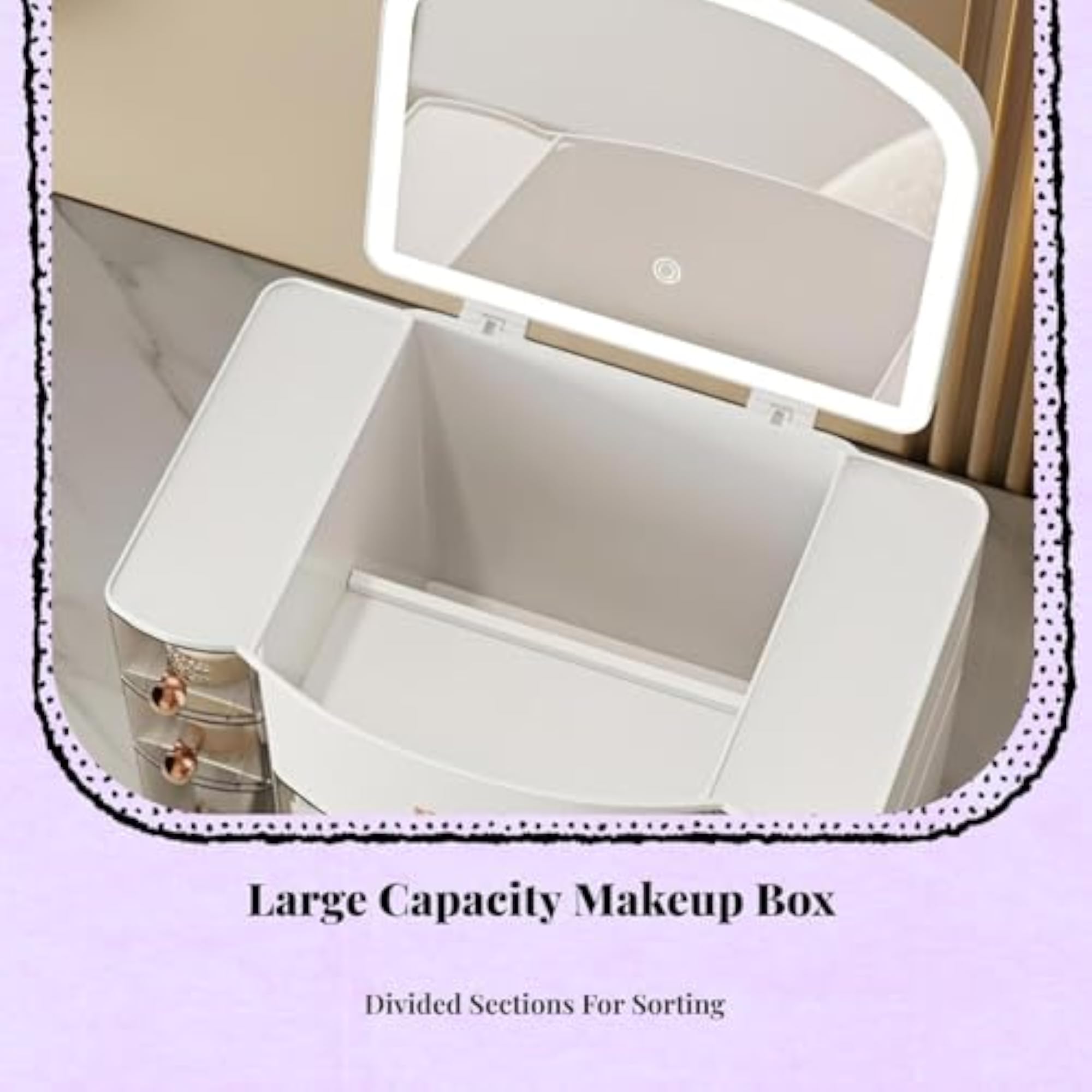 Large Capacity Makeup Organizer Box with Mirror
