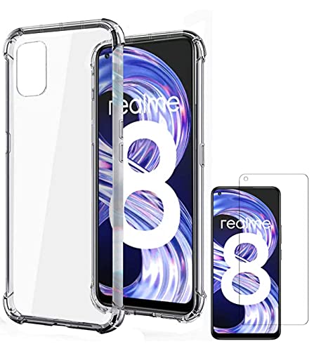 Image of Soft Flexible Silicone Back Cover (Realme 8, Transparent Case + Screen Guard)