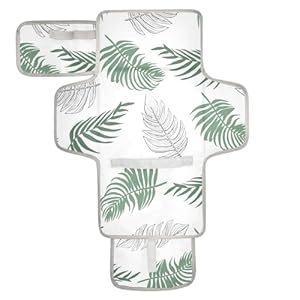 Sage Green Palm Leave Portable Changing Pad, Baby Changing Pad, Waterproof Diaper Changing Travel Bag for Boys and Girls
