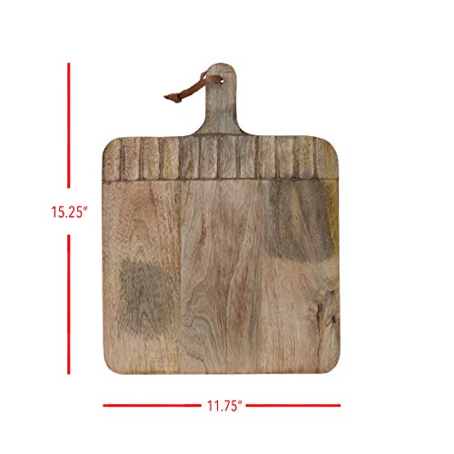 Tabla de corte y servicio rectangular ancha de madera tallada a mano, Foreside Home & Garden miniatura 3