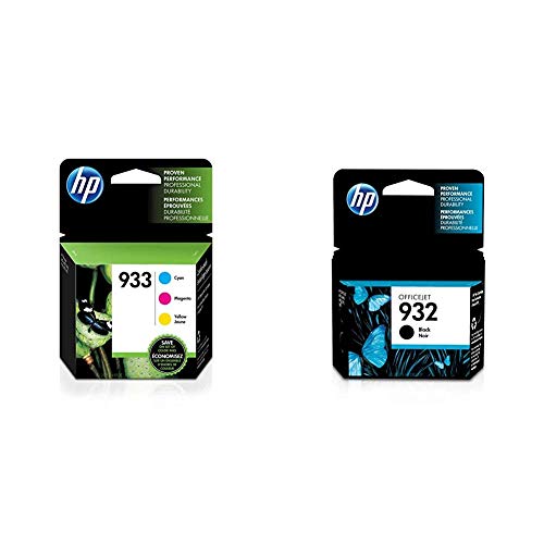 HP 933 | 3 Ink Cartridges | Cyan, Magenta, Yellow | CN058AN, CN059AN,CN060AN & 932 | Ink Cartridge | Black | CN057AN