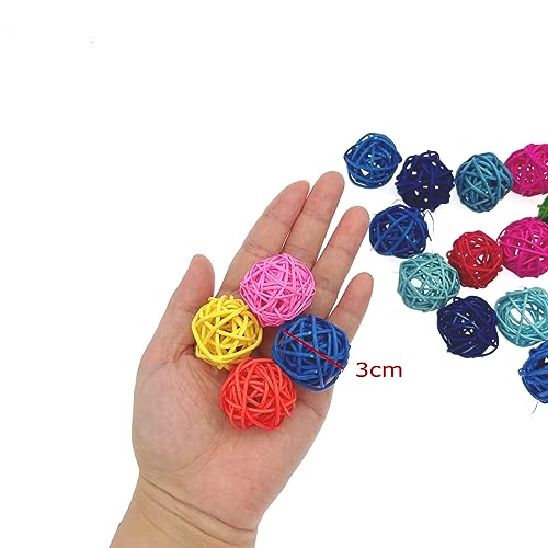 JZK Colorful Rattan Balls Bird Toy 3cm, Parrot Parakeet Chewing Toys, Pet Cage Bite Toy Decorations - Image 3