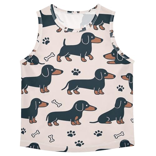 JUNZAN Dachshund Paws Pink Boys Tank Tops Sleeveless Summer Vest Tee Toddler Crewneck T-Shirts for Beach Travel Sports 3T