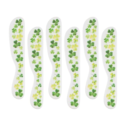 UP UPware Shamrock Cheese Spreader Set, Melamine Multipurpose Butter Spreaders for Cream, Cheese, Jelly, Mayo, Frosting, and Sandwich, Green, 6 Inch, Set of 6