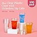 Prestee 100 Clear Disposable Iced Coffee Cups with Lids, 16oz - Plastic Cups with Strawless Sip Lids - Durable Cold Brew, Smoothie, or Beverage Cup for On-the-Go, Christmas and Holiday Party Supplies