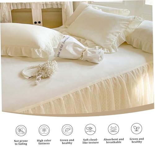 Faldón de cama de 150x200 cm con volantes encaje elegante ajustable 7