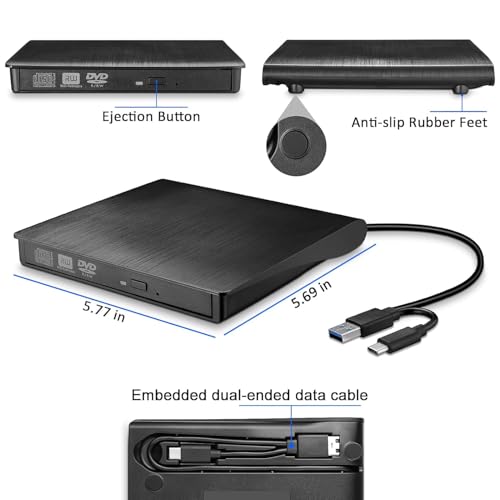 Image of NEXSA 12.7mm External DVD Drive Enclosure USB 3.0 Type C Case | Converts internal twelve point seven millimeter internal laptop optical drives into dual interface portable readers.