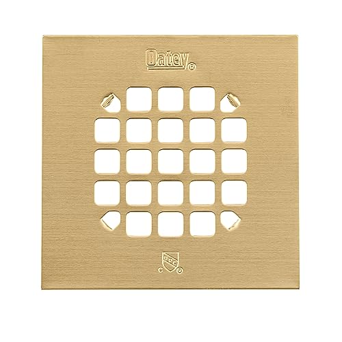 Oatey 42361 Universal 4-1/4 in. Snap-Tite Square Shower Strainer in Brushed Gold