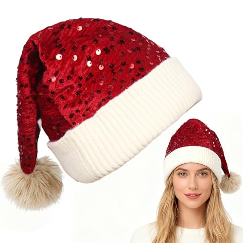 Weihnachtsmütze Erwachsene, Weihnachtsmütze Glitzer, Nikolausmütze...