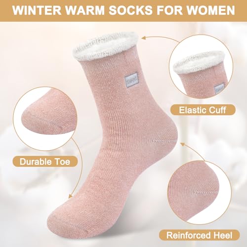 Image of iCamter 4 Pairs Womens Wool Socks - Soft, Thick, Warm Thermal Boot Winter Socks for Gifts