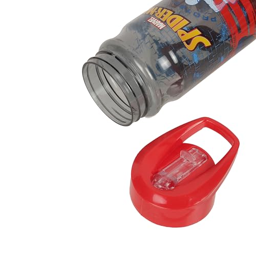 Image of Marvel Avengers Spider-Man Kids Water Bottle with Straw 500ml | BPA-Free Red & Grey Plastic Water Bottle for Kids | Spider man Water bottle for school kids | AZ2022-02