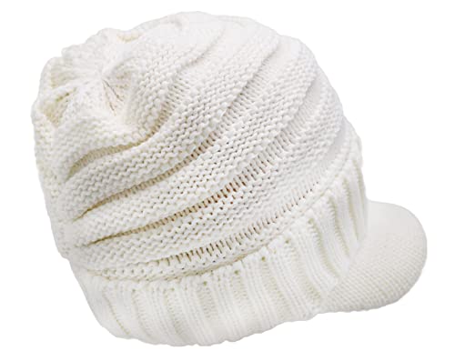 Image of C.C Trendy Warm Oversized Chunky Soft Oversized Ribbed Slouchy Knit Hat with Visor Brim