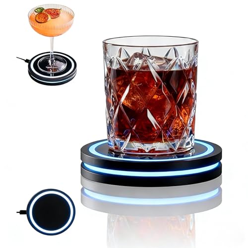 Smart Coaster 2.0 Cocktail Machine - Portable Smart Drink Mixing Coaster with Interactive Lighting Built-in Smart Sensing Tech Easy to Clean & Carry Compact Storage Cocktail Maker Machine