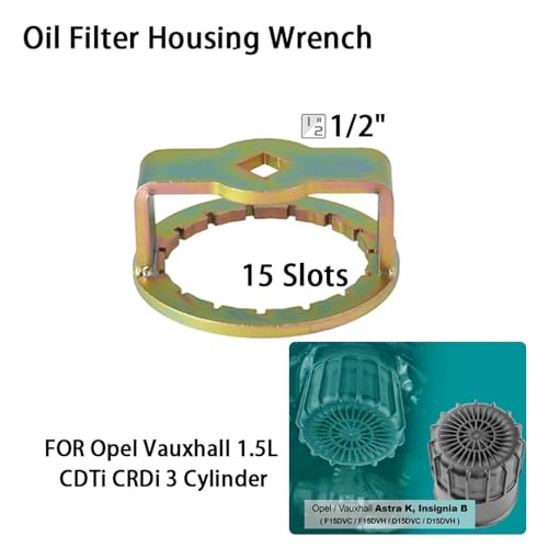 WINTOWIN Oil Filter Housing Wrench for Vauxhall Opel 1.5L Diesel Astra K & Insignia B Engine Oil Filter Tool - 74.7Mm, 15-Slot, 1/2