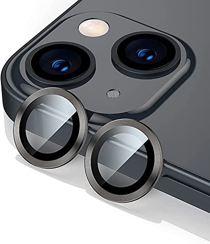 Image of CASEKOO Metal Full Cover + Tempered Glass Circle Camera Lens Protector for iPhone 13 /13 mini,HD Camera Lens Screen Cover Case,9H Hardness Anti-Scratch Camera Screen Protective Lens Film (Black)
