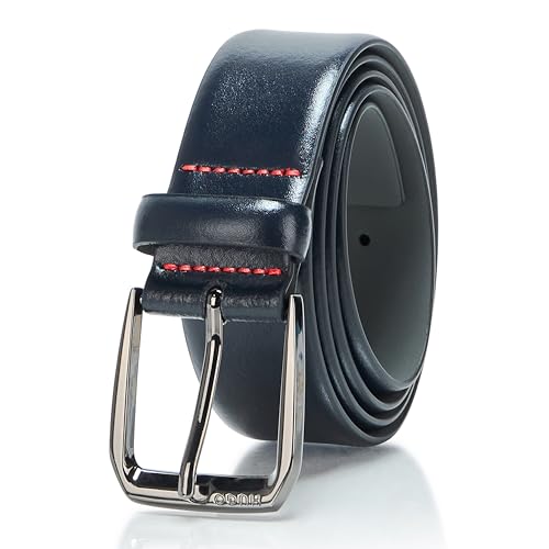 Ceinture Homme HUGO en Cuir Brossé Noir Largeur 35mm Boucle Carrée