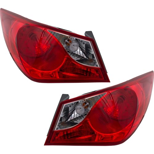 Evan Fischer Tail Light Compatible with 2011-2014 Hyundai Sonata, Halogen, With bulbs, Mounts on Body, Not Fit on Hybrid Models, Driver and Passenger Side, Outer - HY2805116, HY2804116