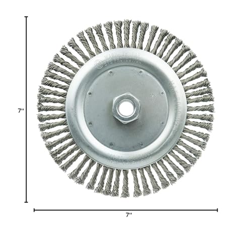 Image of Weiler 36297 Wolverine 7 inch Knot Wire Wheel, Stringer Bead Twist, 0.020 inch Steel Fill, 5 /8 inch-11 UNC Nut, Made in The USA (Pack of 10)