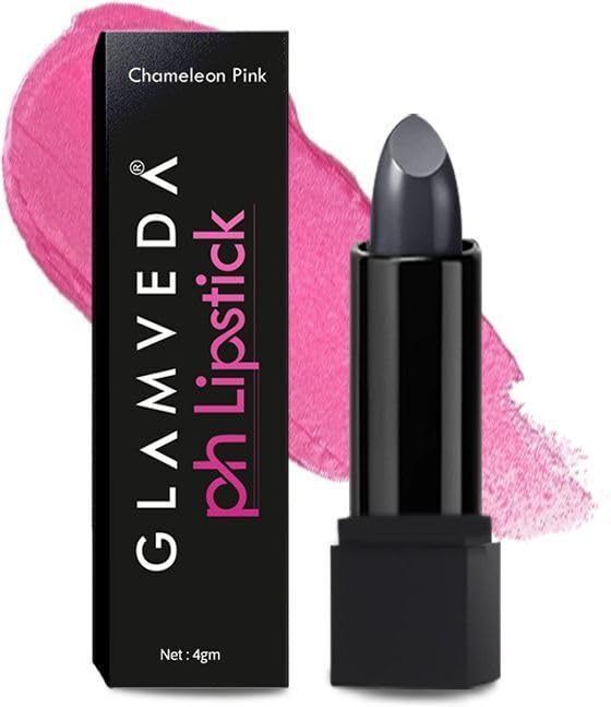 Glamveda Ph Lipstick | Color Changing Black Lipstick With Glossy Pink Payoff | Long Lasting Nourishment, SPF 10, Enriched With Vitamin E & Jojoba Oil| Vegan & Paraben Free | 4 gm