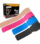 Kinesiology Tape Precut(4 Rolls,5CMx5M/6M), K Tape Hypoallergenic Waterproof 120 Precut Strips In...